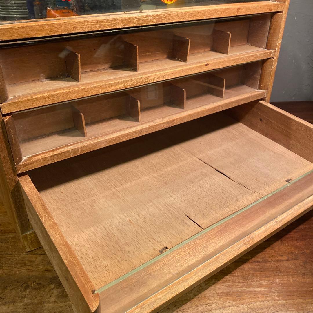 昭和レトロ 折鶴印卸縫糸 陳列棚 店舗什器 ショーケース 稀少 古道具