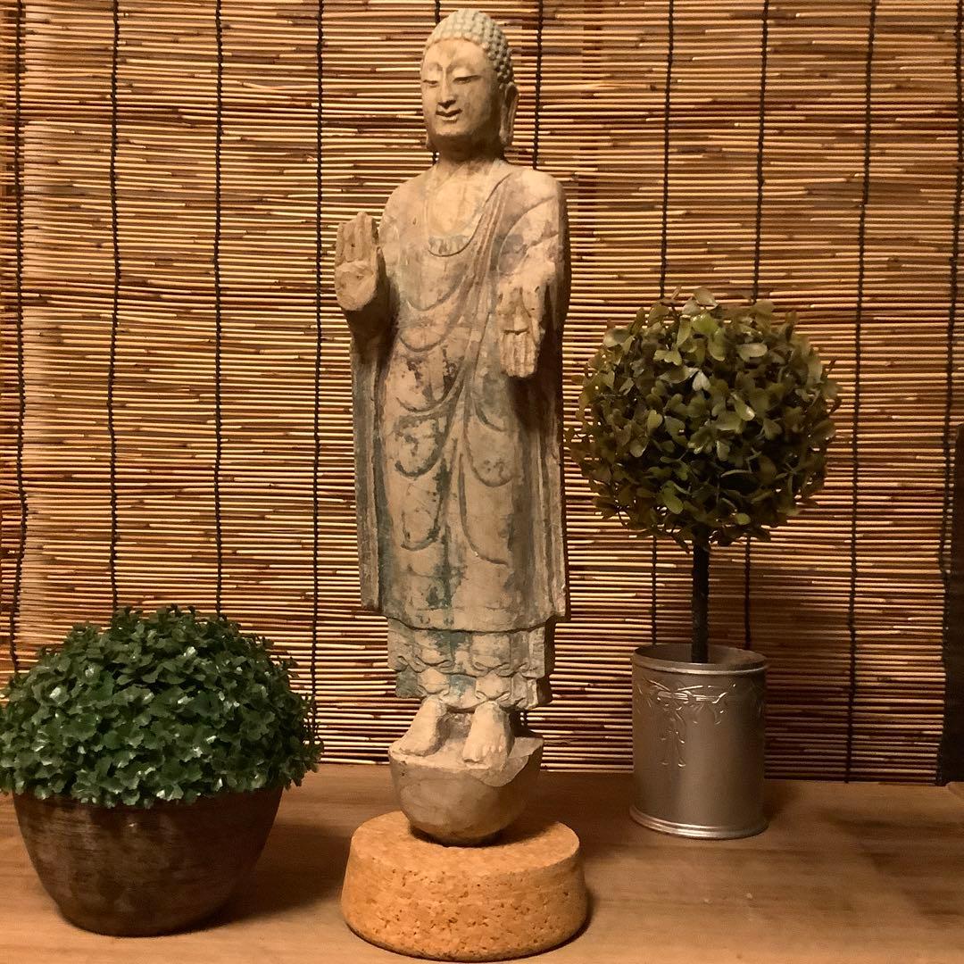 マツ様keep北魏「石仏阿弥陀如来」南北朝時代・北斎・北魏様式・大乗仏教寺院放出