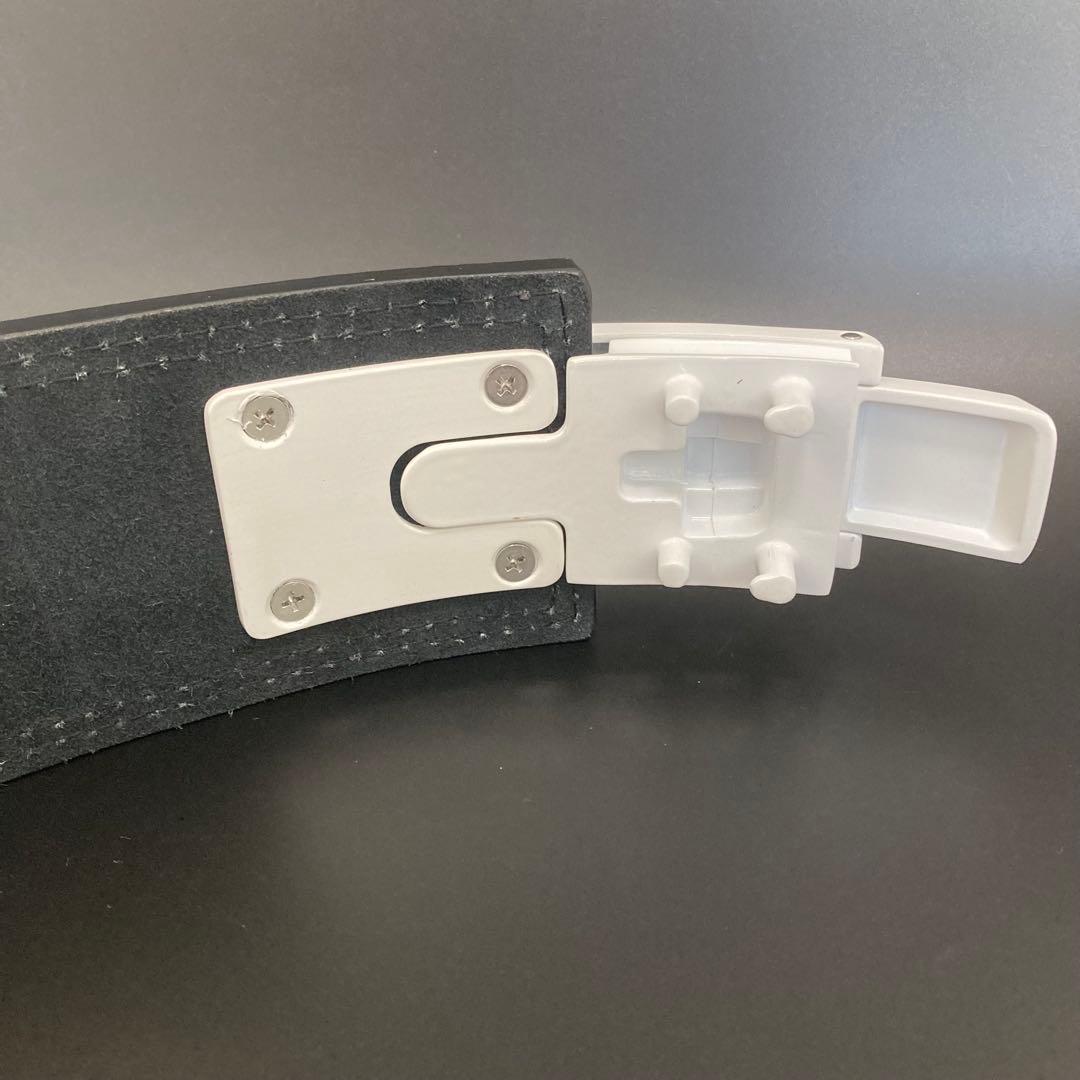 パワーベルト レバーアクション Mサイズ ワンタッチ可変式 本革 茶 バックル白