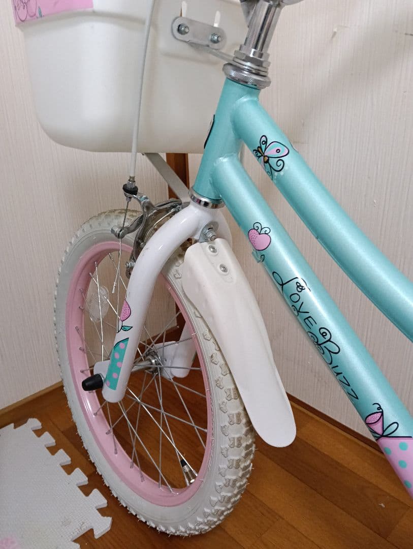 幼児用自転車 水色とピンクのドット 18インチ 引き取り限定