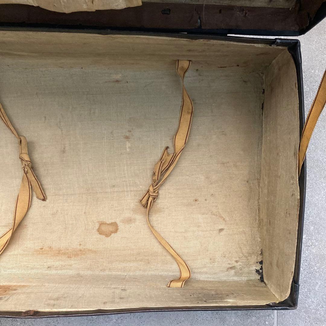 ヴィンテージ 鍵付き トランクケース トランクバッグ ブラック古道具⑤