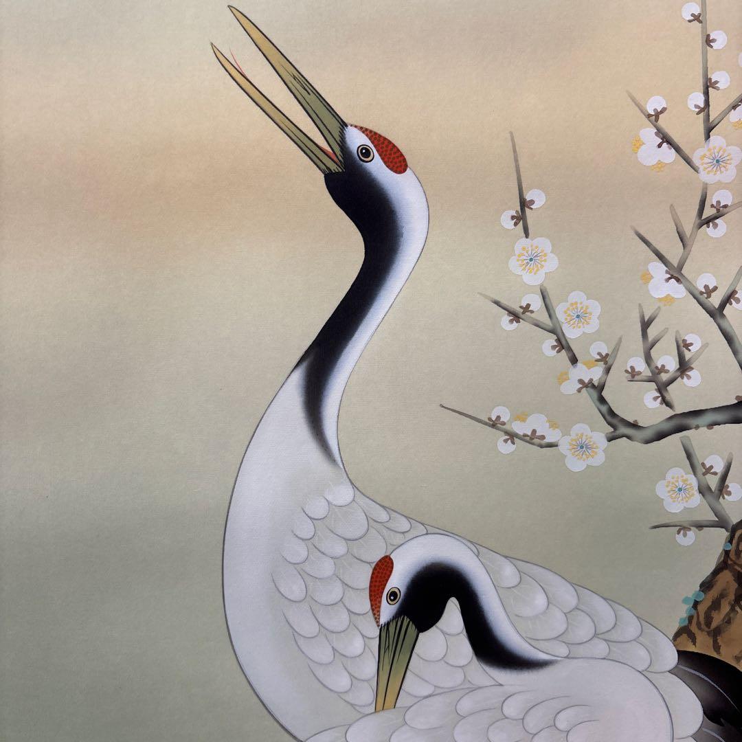 新品！鶴亀と日の出 日本画 掛軸