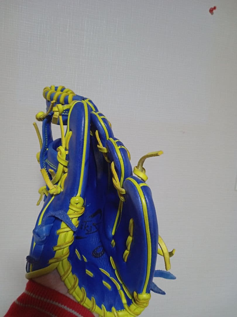 asics　内野用 軟式グローブ 青/黄色