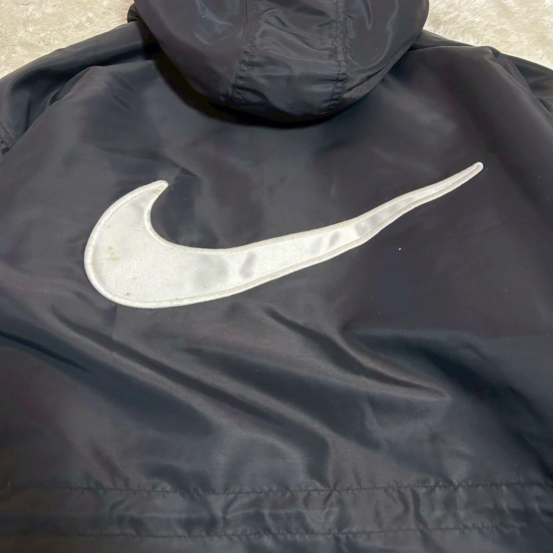 【希少】NIKE ナイキ スウッシュ刺繍 ベンチコート ロングコート ブラックL