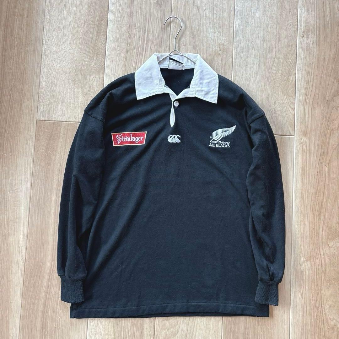 【希少】90s カンタベリー　ALL BLACKS ラガー シャツ S ブラック