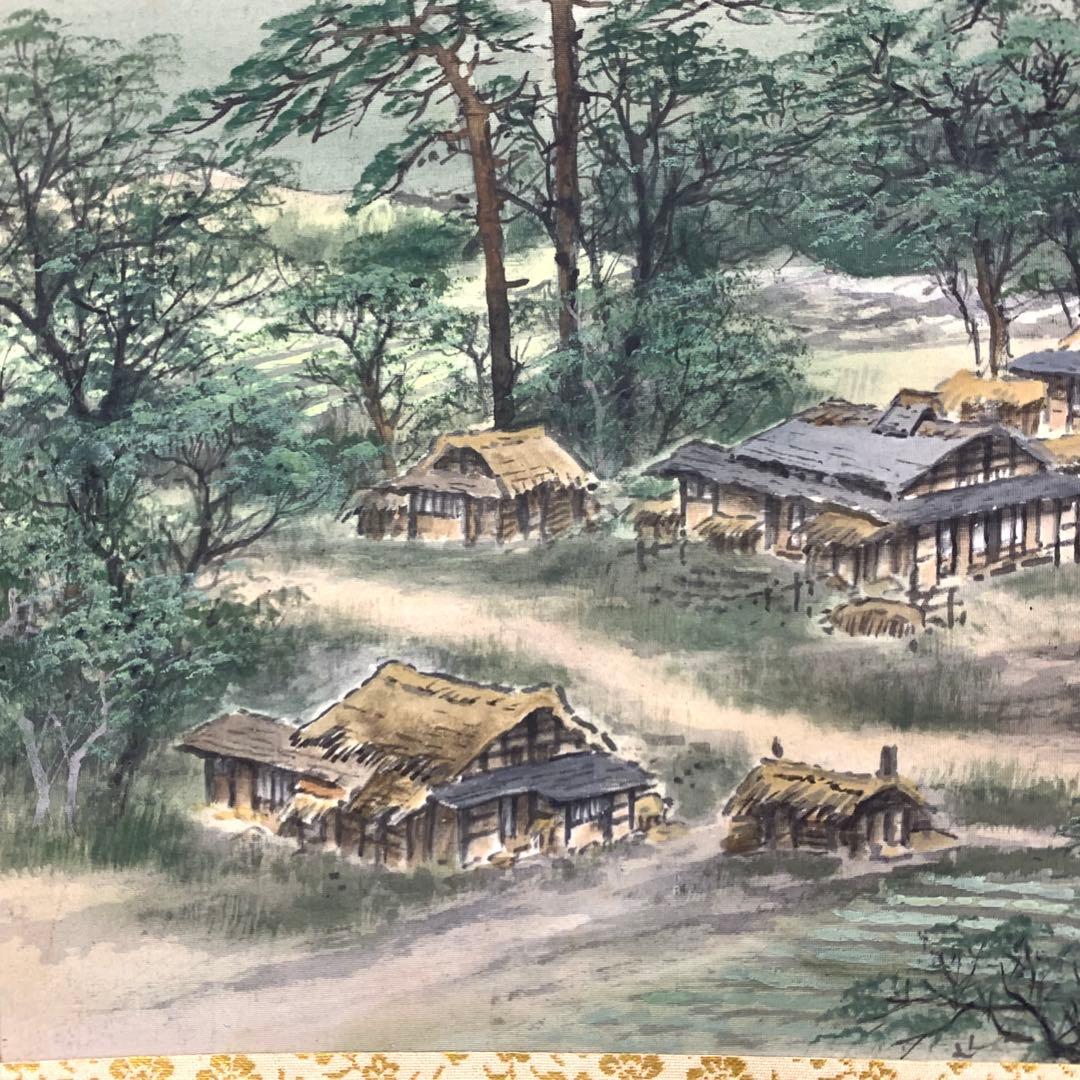 掛軸 百瀬徳三郎 淡彩山水 共箱 二重箱仕立て 横物 A-12