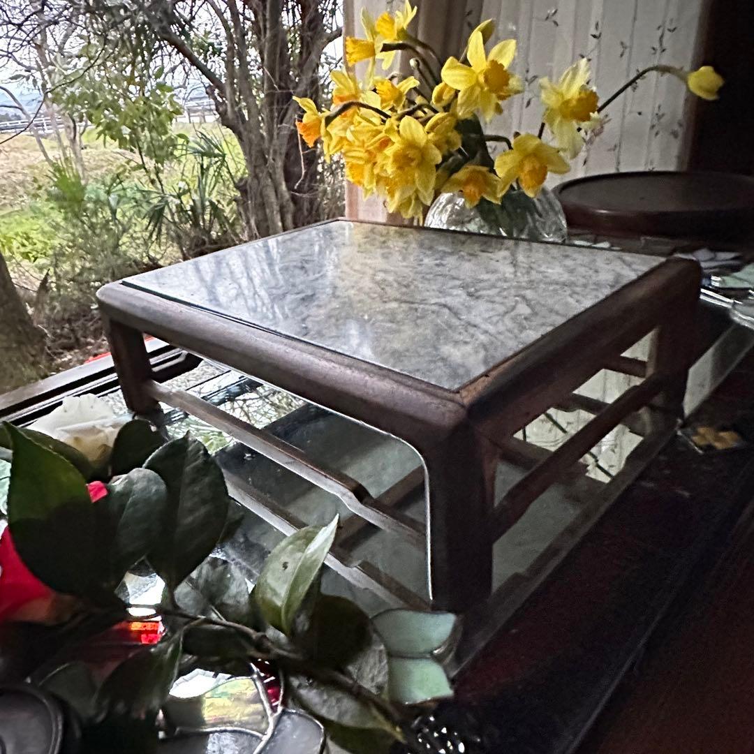 超限定7月16日20時迄‼️KUROGAKI❌大理石飾り台白❌黒黒柿孔雀杢飾台1客