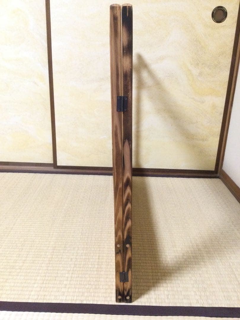 風炉先屏風 総焼杉材 透かし彫り 茶道具 間仕切り L233