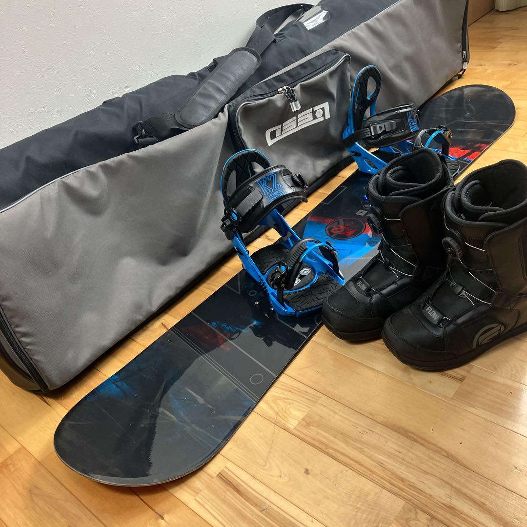 豪華フルセット・即乗りK2スノーボード＋FLOWブーツ＋LEEDキャリーバッグ