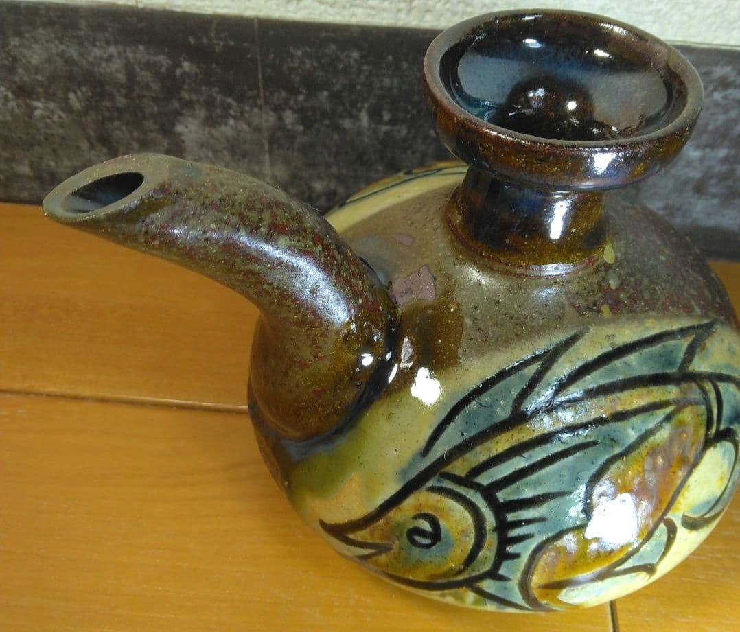 人間国宝 金城次郎 カラカラ(笑魚海老紋カラカラ) 栞 共箱 やちむん 壷屋焼