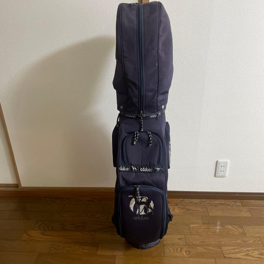 adabatネイビーキャディバッグ，ゴルフバッグ，シューズケース３点セット