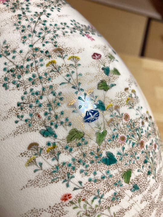 帯山与兵衛 色絵草花文 花瓶 帯山 明治 百年前 新品 国内流通品 京薩摩 壺