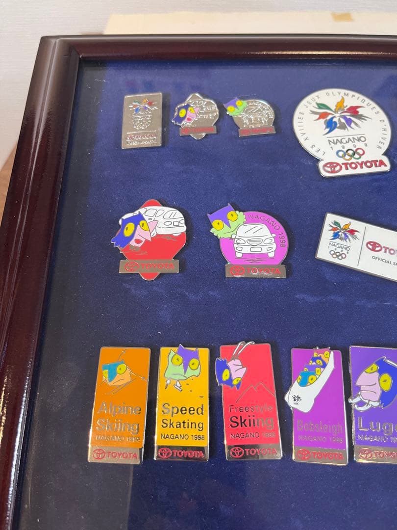 長野五輪　トヨタ自動車 ピンバッジ　額装セット
