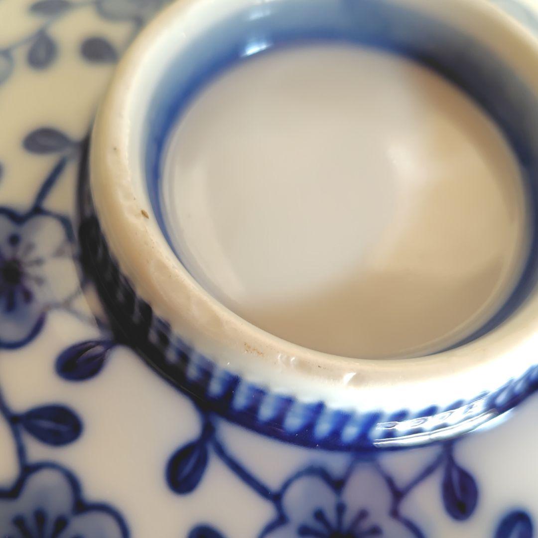 伊万里 染付 蓋付き茶碗 6客 飯碗 梅 レトロ アンティーク 冬 春