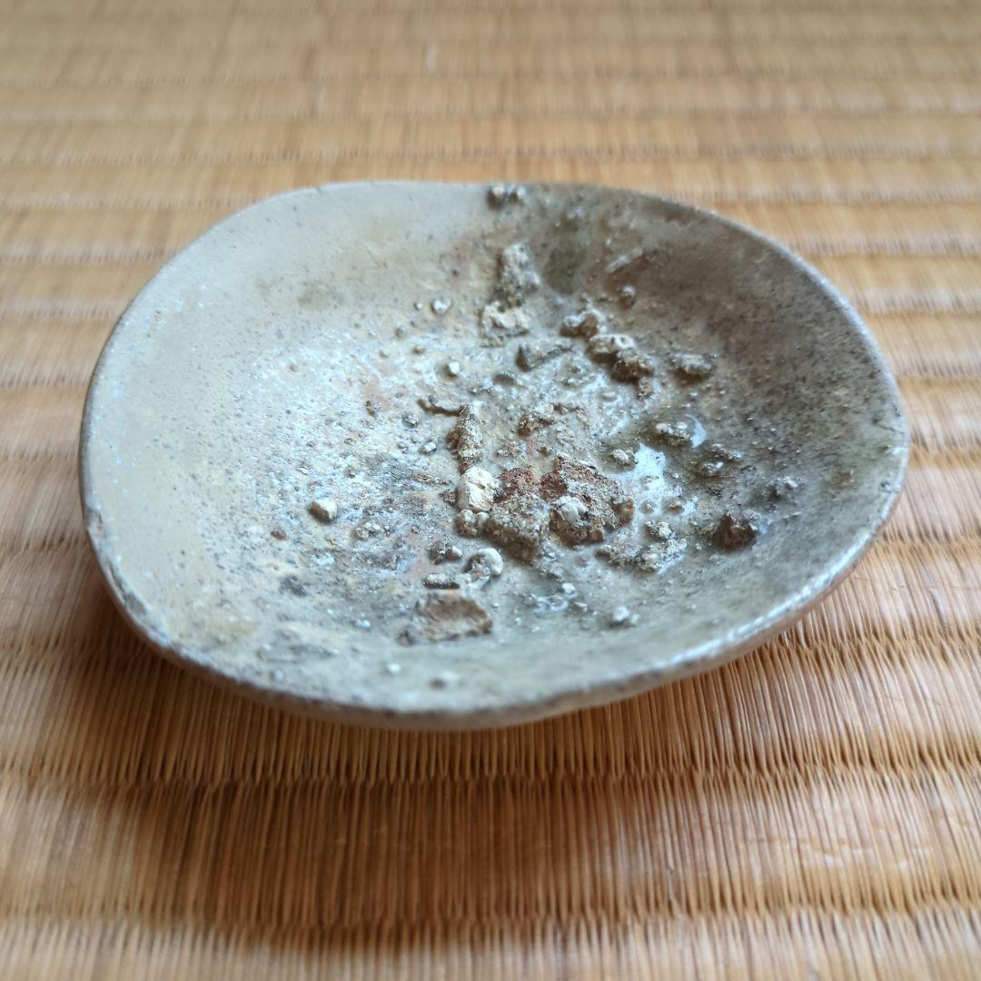 自然釉 陶器皿 木箱付き 約10cm　猿投　山盃　骨董品