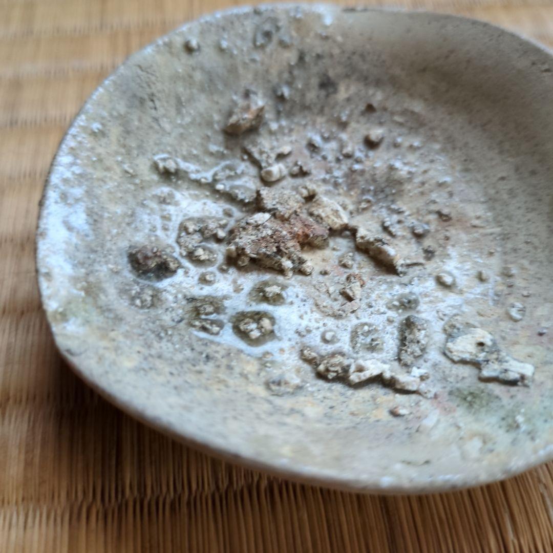 自然釉 陶器皿 木箱付き 約10cm　猿投　山盃　骨董品