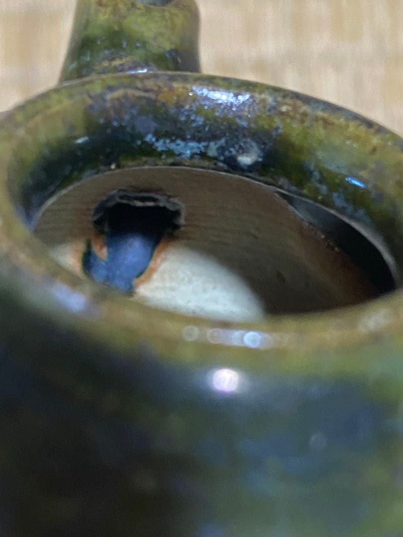 ♦織部焼 江戸時代後期〜 馬の目皿文 平仄 灯り 灯明 灯火器 携帯用灯り骨董品