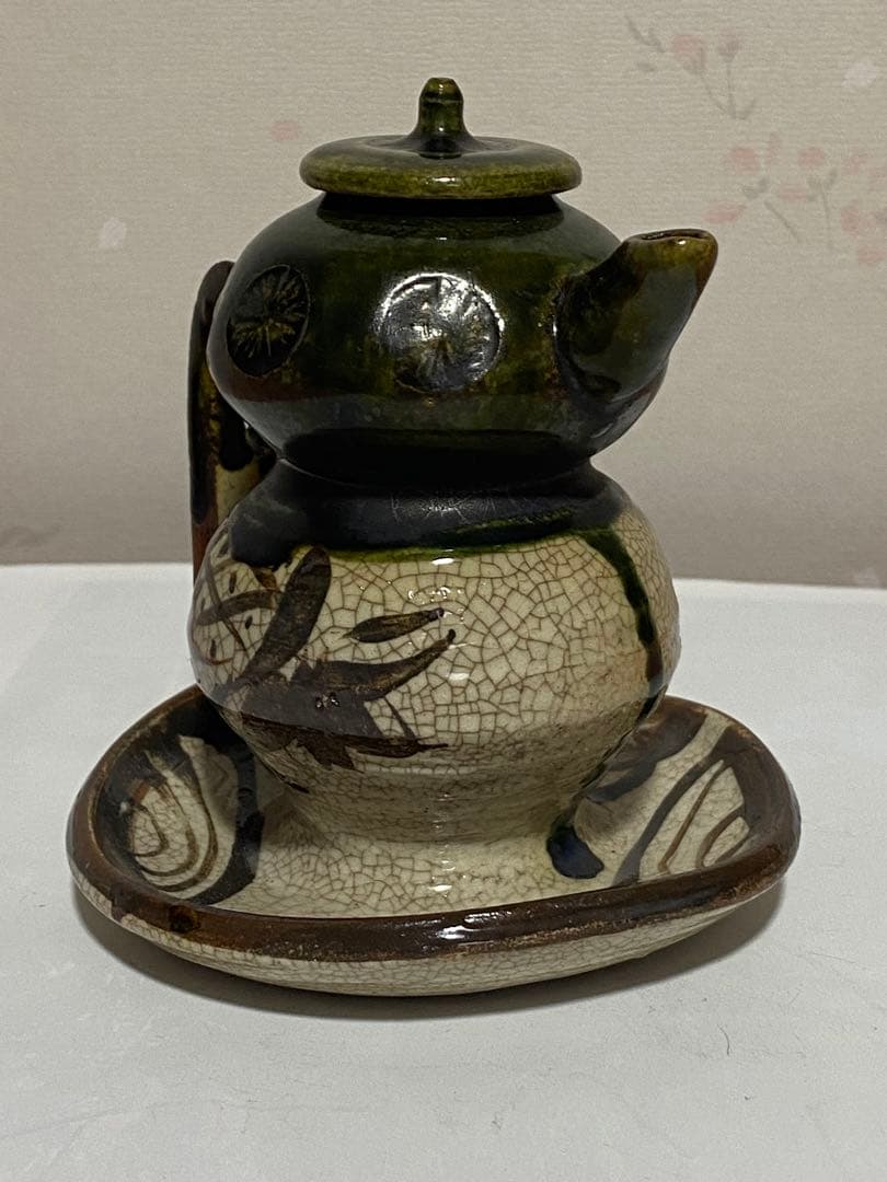 ♦織部焼 江戸時代後期〜 馬の目皿文 平仄 灯り 灯明 灯火器 携帯用灯り骨董品