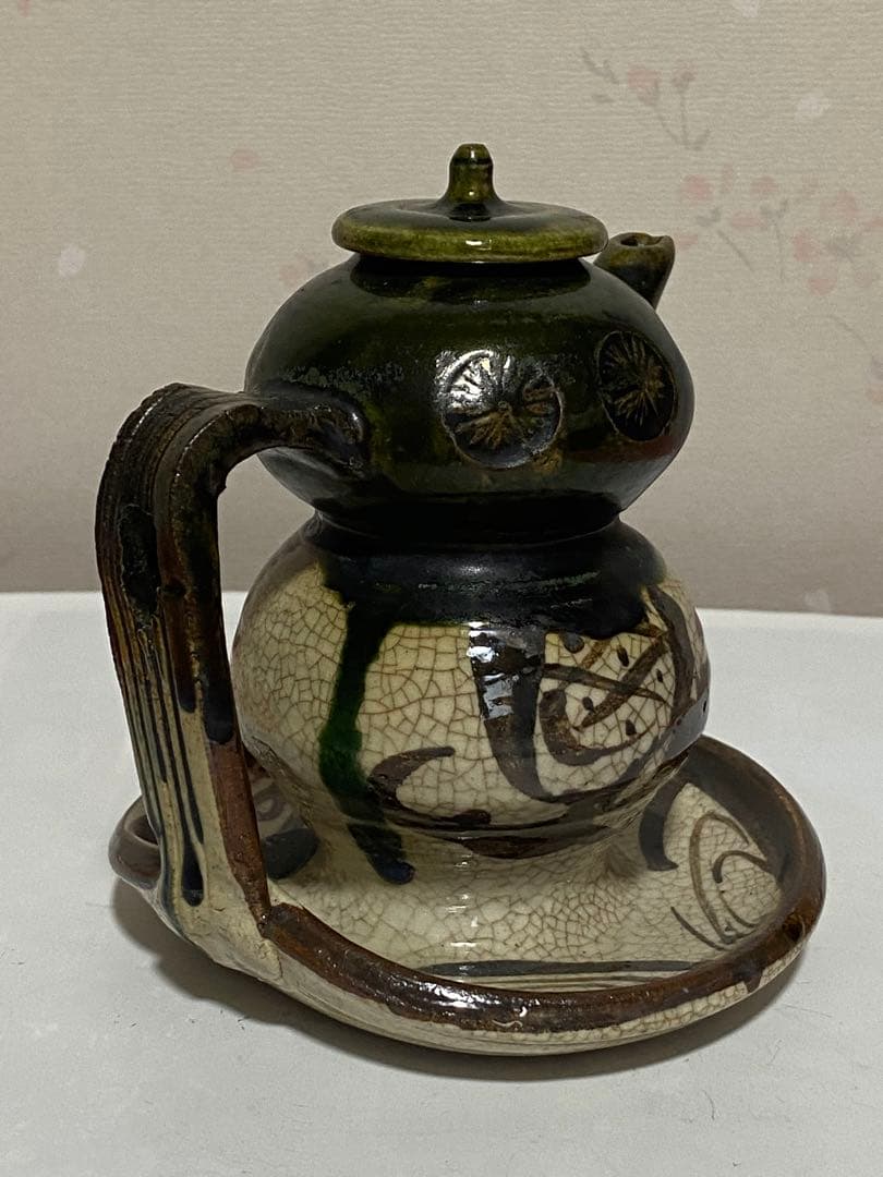 ♦織部焼 江戸時代後期〜 馬の目皿文 平仄 灯り 灯明 灯火器 携帯用灯り骨董品