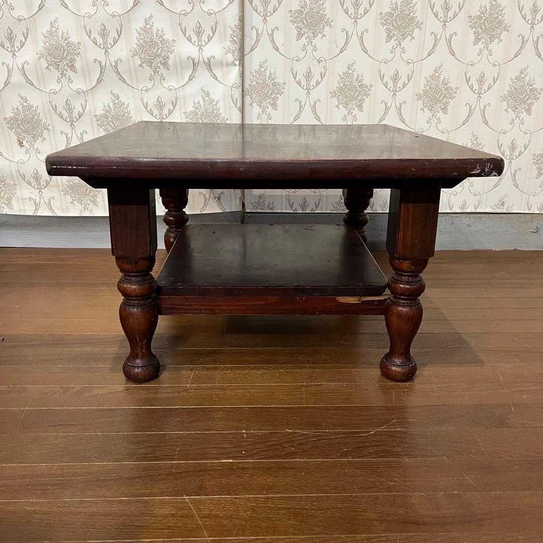 【アンティーク】昭和レトロ 木製 ろくろ脚 ローテーブル 文机 座卓 古道具