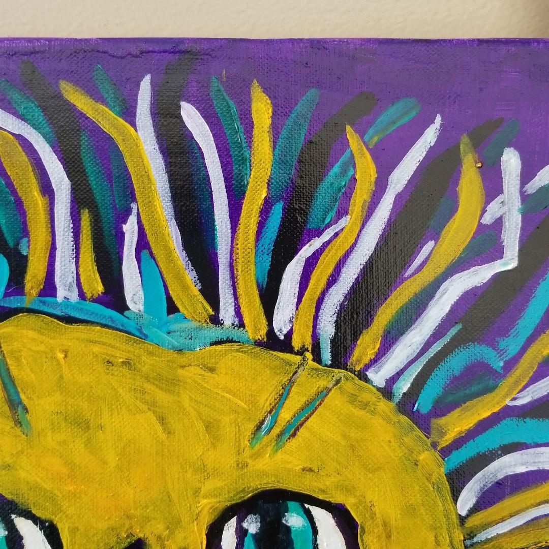 キャンバス油絵　専用　カラフルなたてがみの かわいいライオン