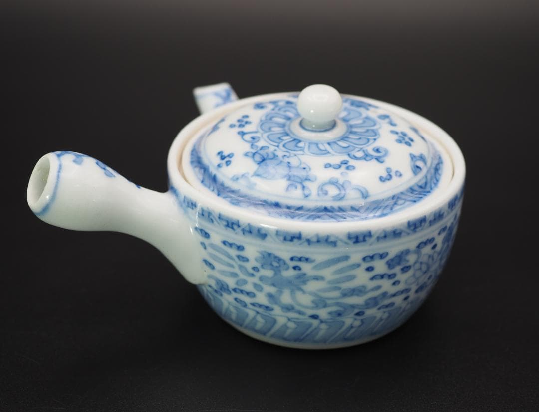 京焼 名工 原平作 青華 染付 急須