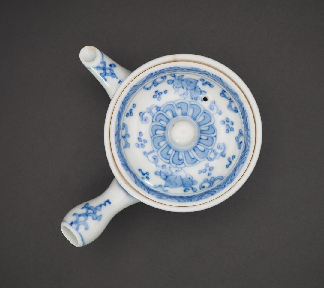 京焼 名工 原平作 青華 染付 急須