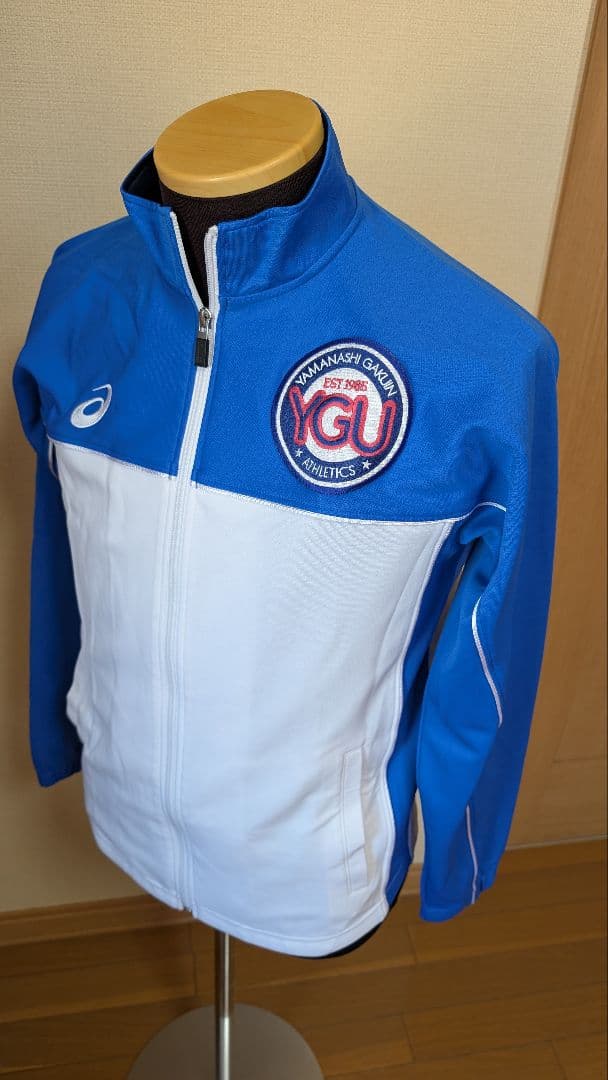 山梨学院大学陸上部 ジャージ上下ASICS YGU フルジップジャケット 青/白