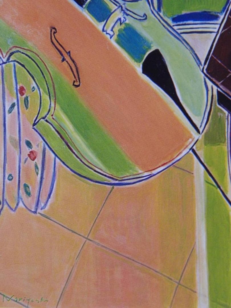 坂口紀良、【チェロのある音楽の部屋】、希少な額装用画集より