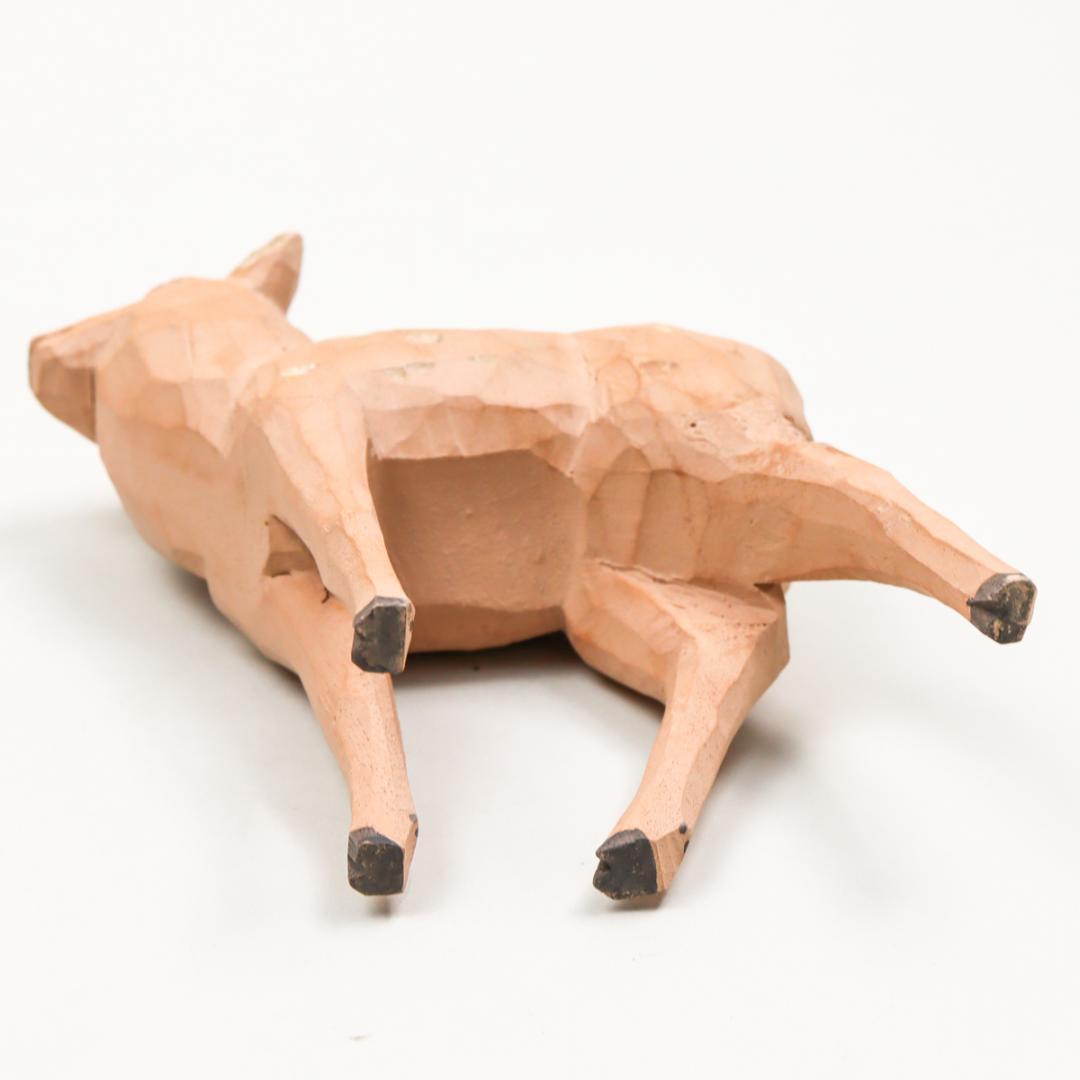 奈良人形師 染川宗進 鹿 木彫 置物 共箱