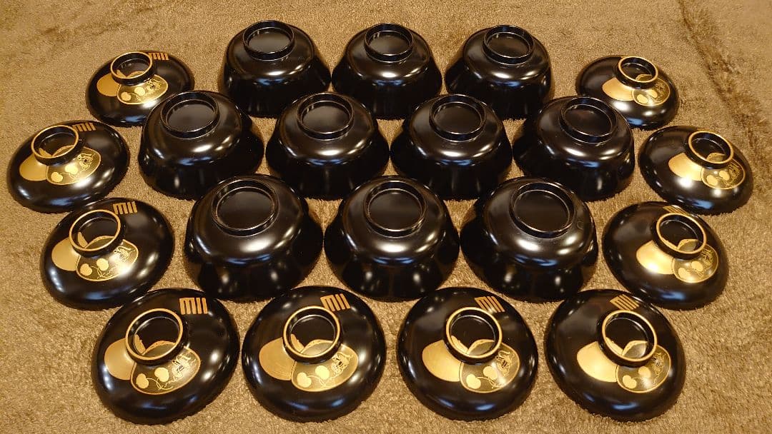 輪島塗　漆器　蒔絵　金蒔絵　蛤の図　蓋椀　菓子椀　蔵出し　10客