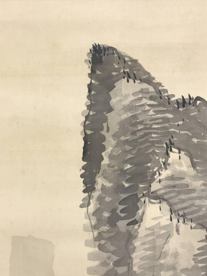 【真作】福田浩湖/塔山水群鳥図/山水図/掛軸/名家伝来/AD-193