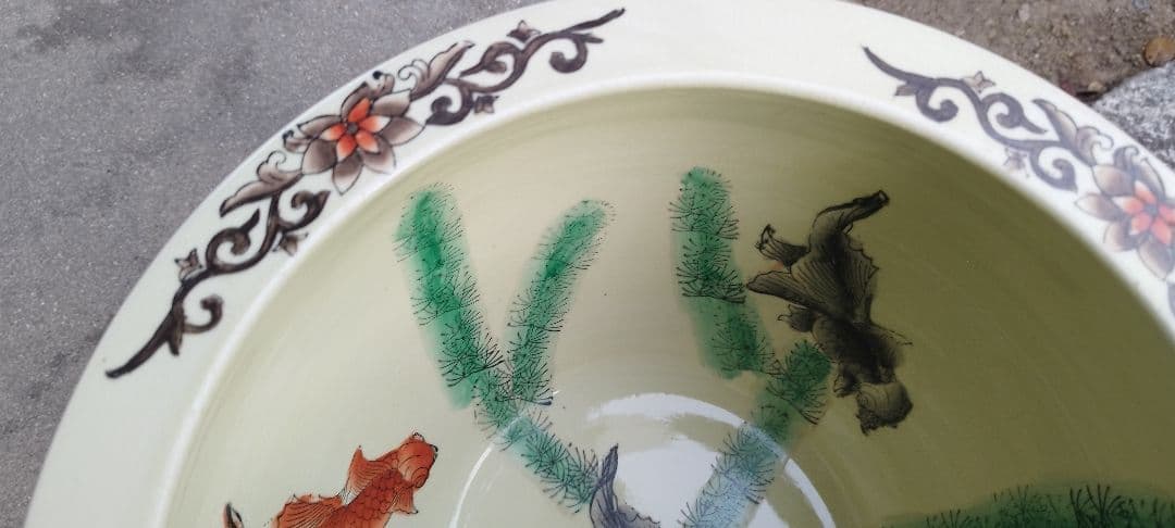 [希少】薩摩焼？九谷焼？　火鉢　金魚鉢　メダカ鉢　アンティーク　骨董品　時代物