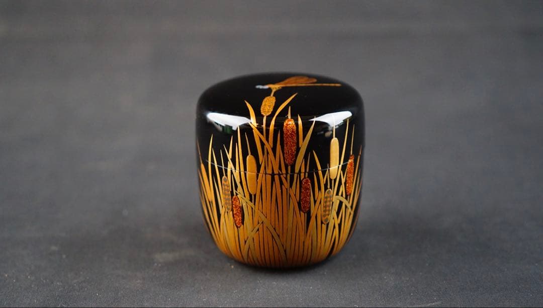 輪島塗　蜉蝣蒔絵　棗　内銀地　中嶋宗峰