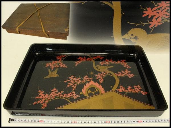 花鳥蒔絵 四方盆 廣蓋(ZE655)