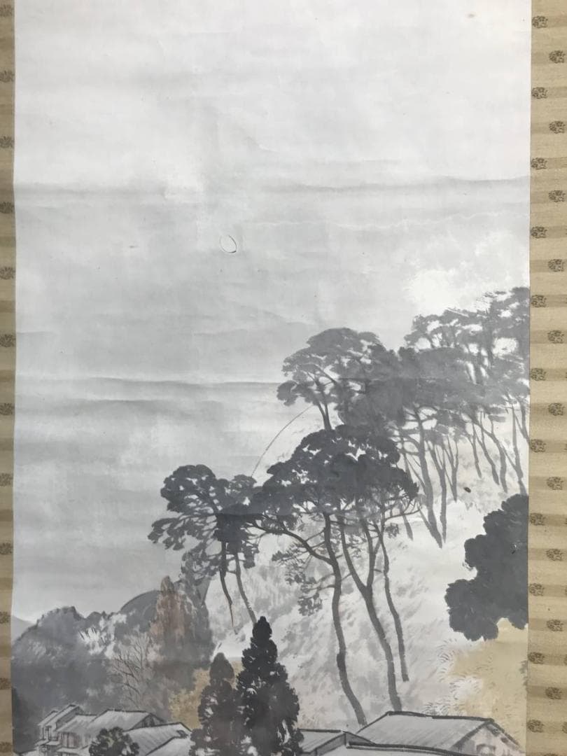 【真作】川北霞峰/山村初冬図/山水図/掛軸/名家伝来/AD-127