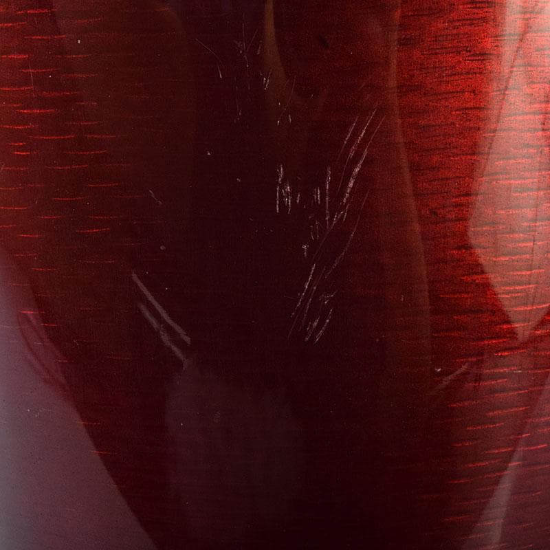 七宝焼　安藤七宝店造　赤透　薔薇文　花瓶　共箱　7891C