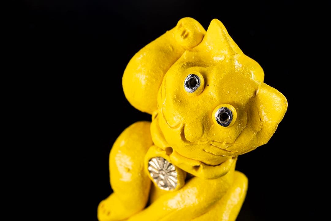 招き猫 副招き 桐箱付き 猫 金運 運気上昇　幸運　開運　しあわせの黄色いまねき