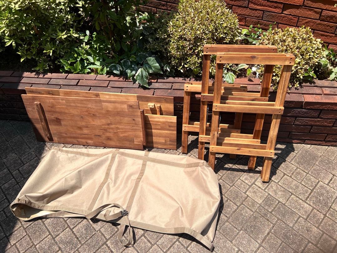 アカシア 木製キッチンラック112cm＋オプションテーブル＋専用バッグ付き！