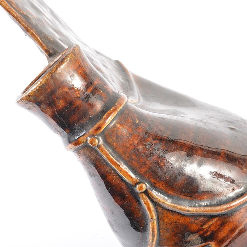 中国　飴釉　扁壷　花器　V　R6385