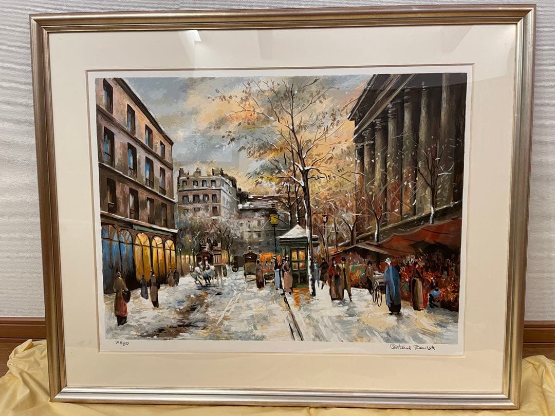 リトグラフ　都市の雪