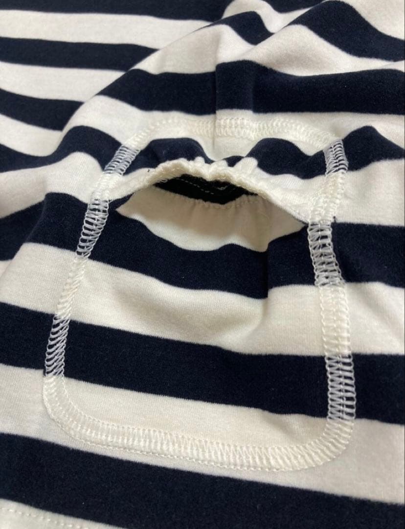 新品 パーリーゲイツ ボーダー プレミアムウォーム 長袖シャツ(5)サイズL/白