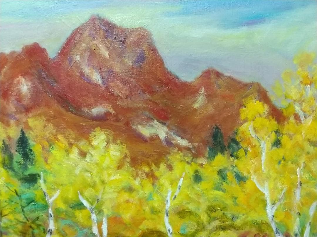 絵画 油絵 F8「妙高晩秋」油彩画 風景画 アート 妙高山