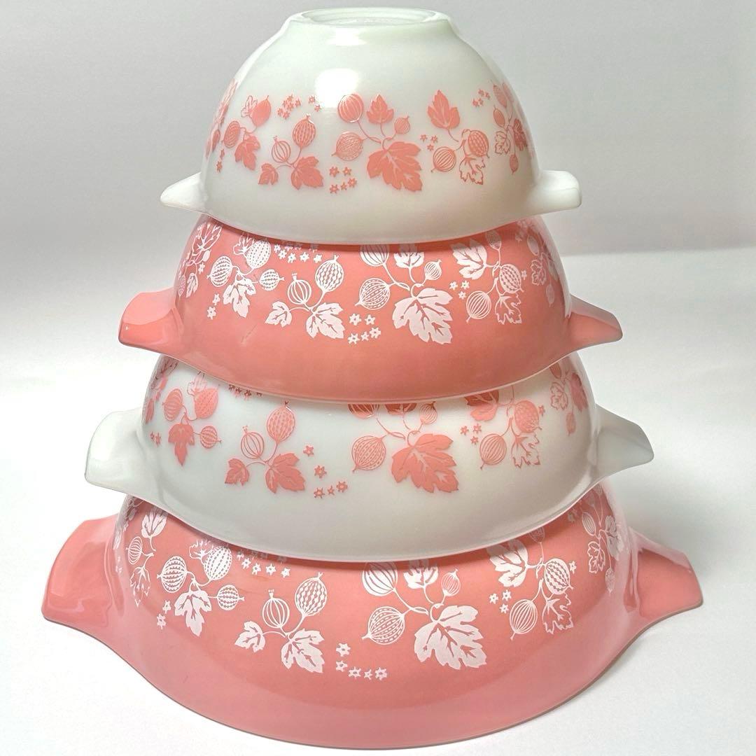 Vintage Pyrexグーズベリー シンデレラミキシングボウルセット 美品