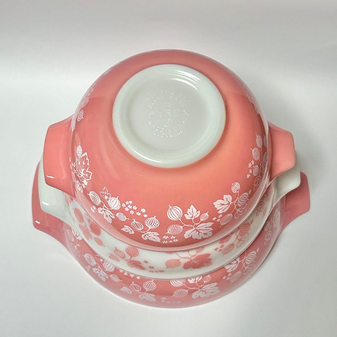 Vintage Pyrexグーズベリー シンデレラミキシングボウルセット 美品