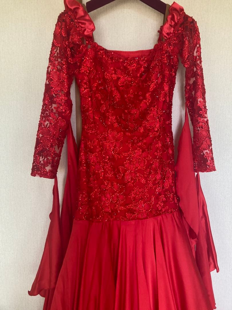 gentil 赤　ドレス　社交ダンス　スタンダード