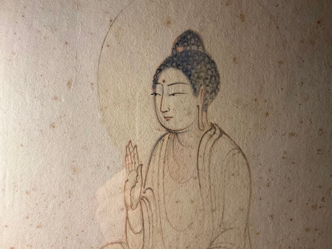 秦テルヲ　直筆　【蓮上仏陀】　色紙