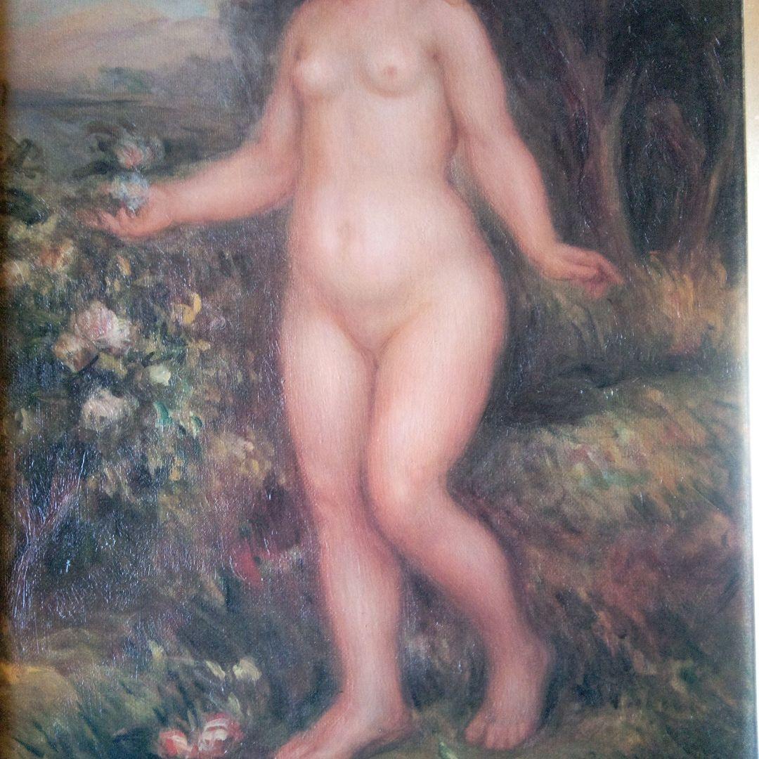 印象派 女性の裸体画 金色フレーム付き
