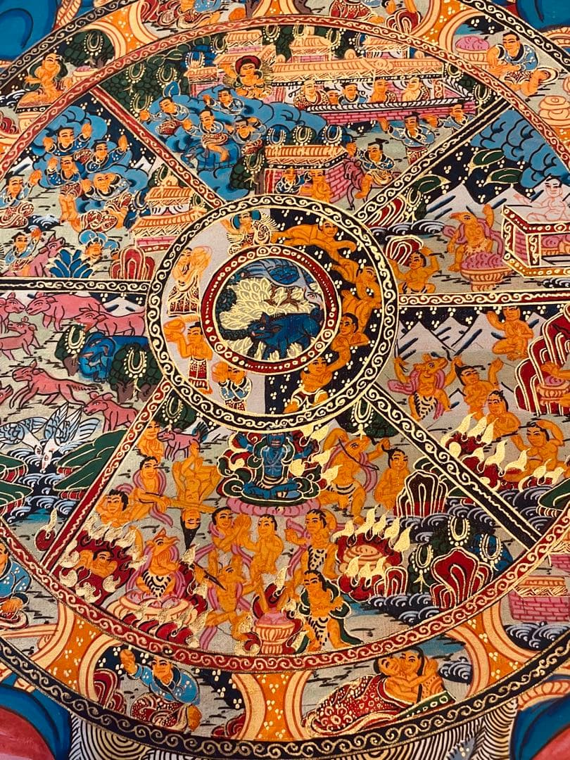 チベット密教 仏教 密教 新品 手描き　肉筆画 タンカ 曼荼羅 六道輪廻図 D1