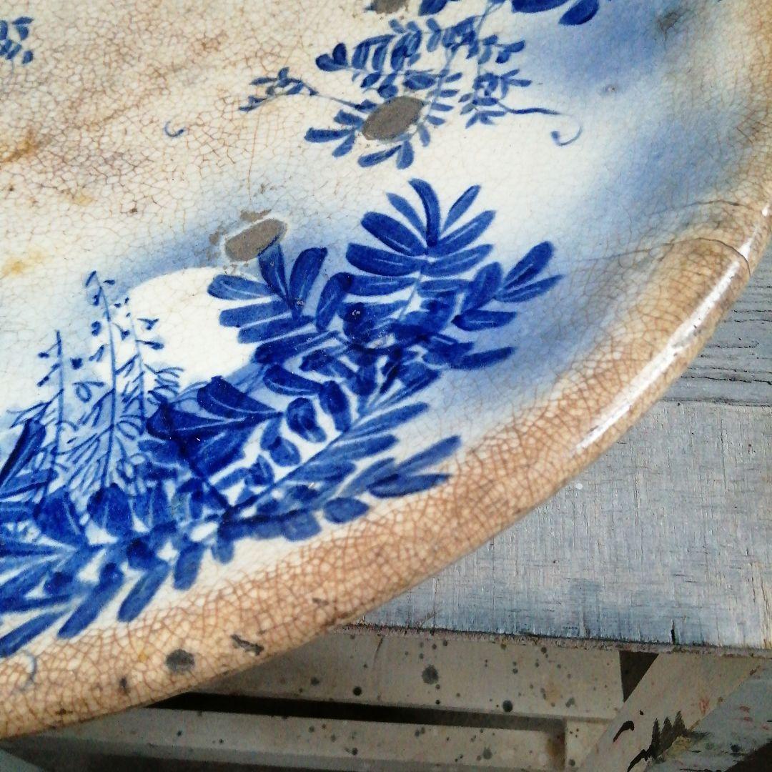 御深井焼　御深井釉絵付大皿　53cm　江戸後期